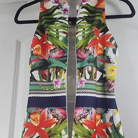 New York & Company Women Red And Green Floral Sleeveless Midi Dress Size XS - Picture 8 of 11